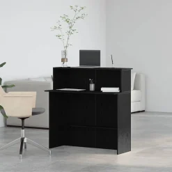 vidaXL Mostrador de recepción 100x50x103,5 cm madera ingeniería Negro Best