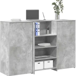 vidaXL Mobiliario De Oficina-Mostrador de recepción gris hormigón 155x50x103,5 cm
