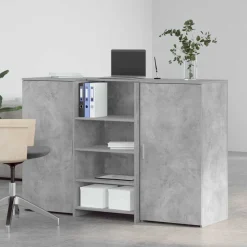 vidaXL Mobiliario De Oficina-Mostrador de recepción gris hormigón 155x50x103,5 cm