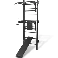 vidaXL Máquina de musculación multiusos para la pared negra