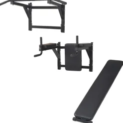 vidaXL Máquina de musculación multiusos para la pared negra