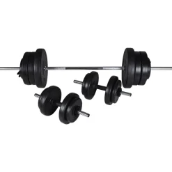 vidaXL Máquina musculación Power Tower con pesas y mancuernas 60,5 kg Sale