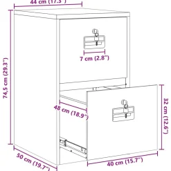 vidaXL Armarios Y Almacenamiento-Mueble archivador 44 x 50 x 74,5 cm Acero Laminado en Frío