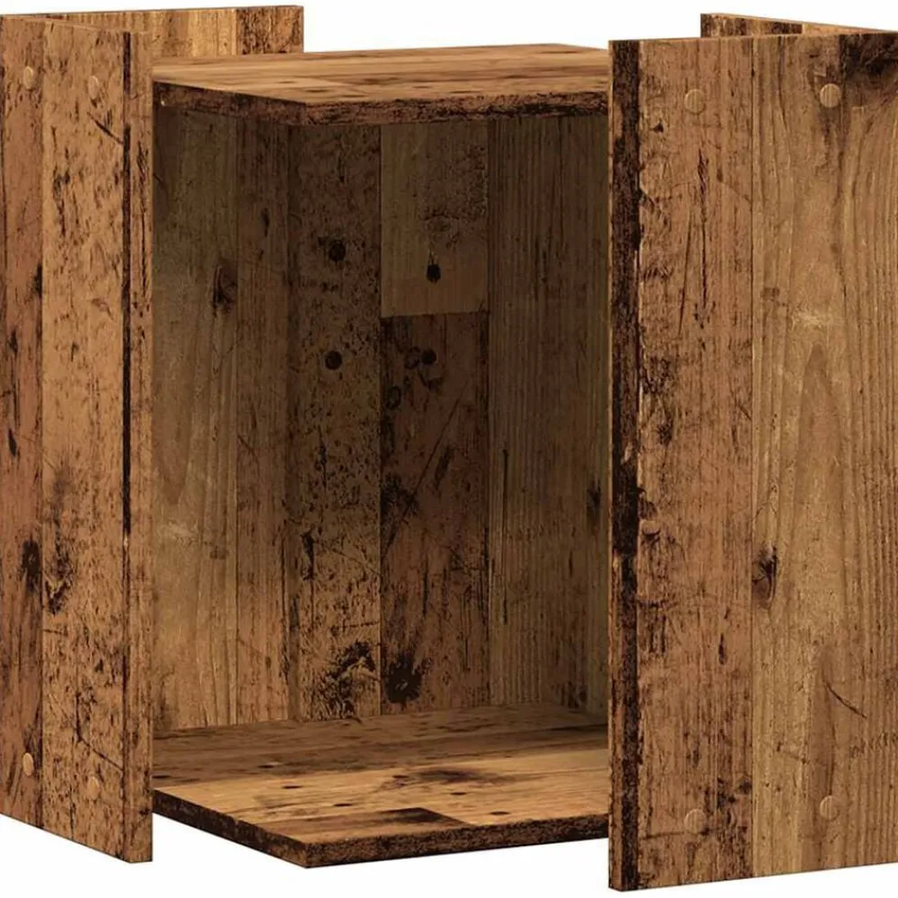 vidaXL Mueble arenero de gatos madera ingeniería envejecida 42x42x51cm Madera antigua Discount