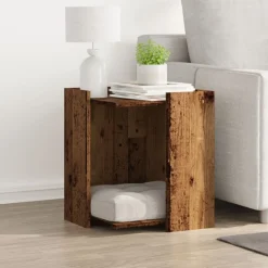 vidaXL Mueble arenero de gatos madera ingeniería envejecida 42x42x51cm Madera antigua Discount