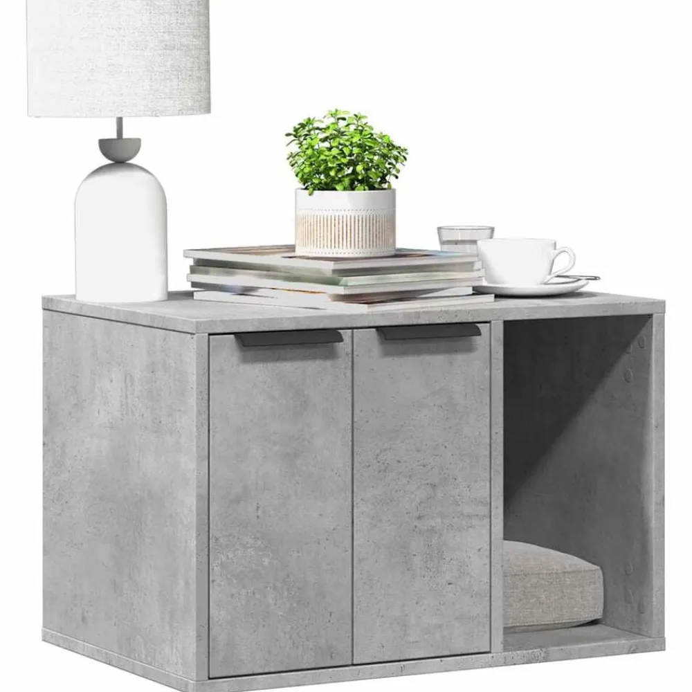 vidaXL Mueble arenero para gatos madera gris hormigón 60x40x40 cm Gris hormigón New