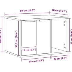 vidaXL Mueble arenero para gatos madera gris hormigón 60x40x40 cm Gris hormigón New