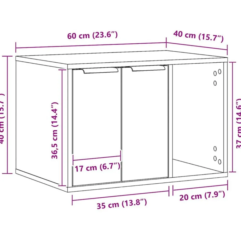 vidaXL Mueble arenero para gatos madera gris hormigón 60x40x40 cm Gris hormigón New
