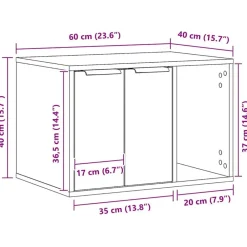 vidaXL Productos Para Mascotas-Mueble arenero para gatos madera envejecida 60x40x40 cm