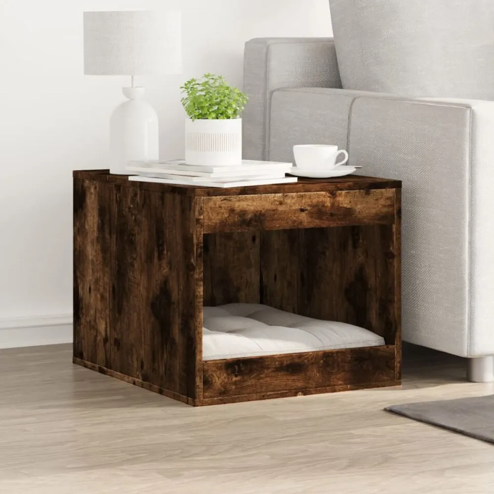 vidaXL Mueble arenero para gatos madera 47x59x42 cm Roble ahumado Clearance