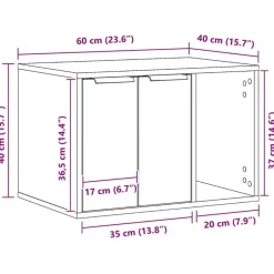 vidaXL Mueble arenero para gatos madera ingeniería artisian 60x40x40cm Roble