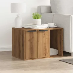 vidaXL Mueble arenero para gatos madera ingeniería artisian 60x40x40cm Roble