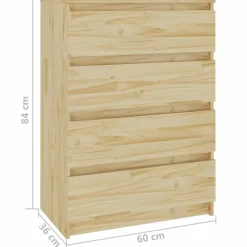vidaXL Mueble auxiliar madera maciza de pino 60x36x84 cm Natural Sale
