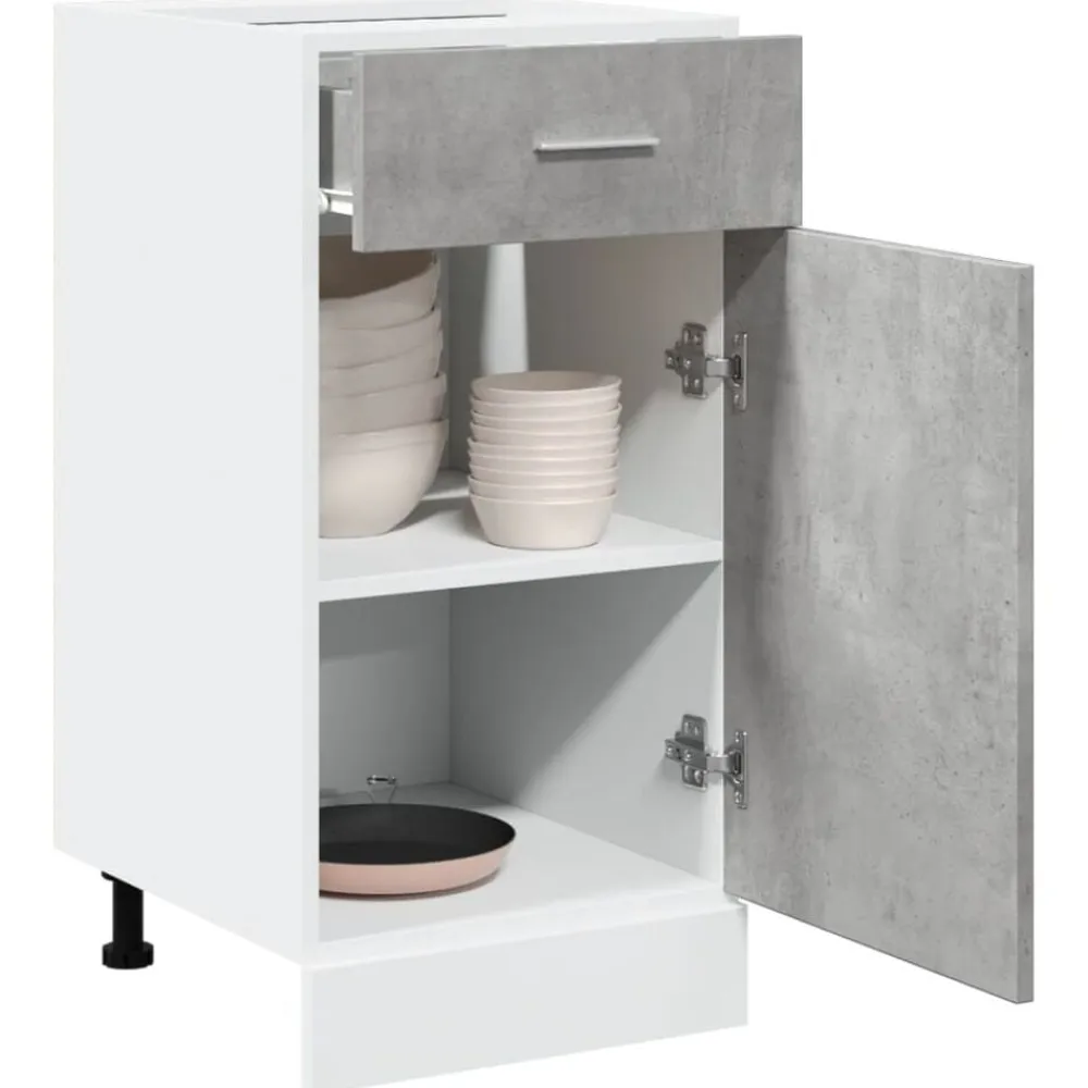 vidaXL Mueble bajo con cajón "Lyon" de, gris hormigón, 40 x 46 x 81,5 cm, madera de ingeniería Gris hormigón Discount