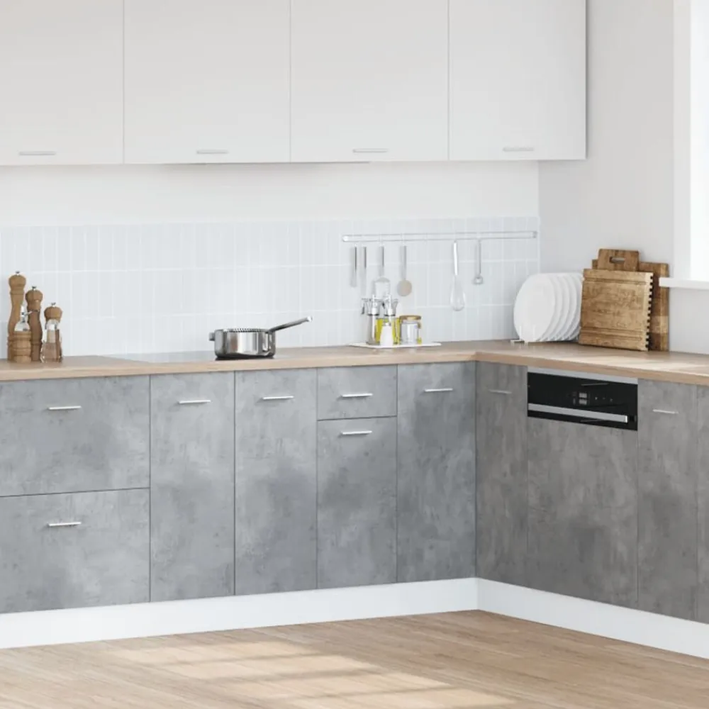 vidaXL Mueble bajo con cajón "Lyon" de, gris hormigón, 40 x 46 x 81,5 cm, madera de ingeniería Gris hormigón Discount