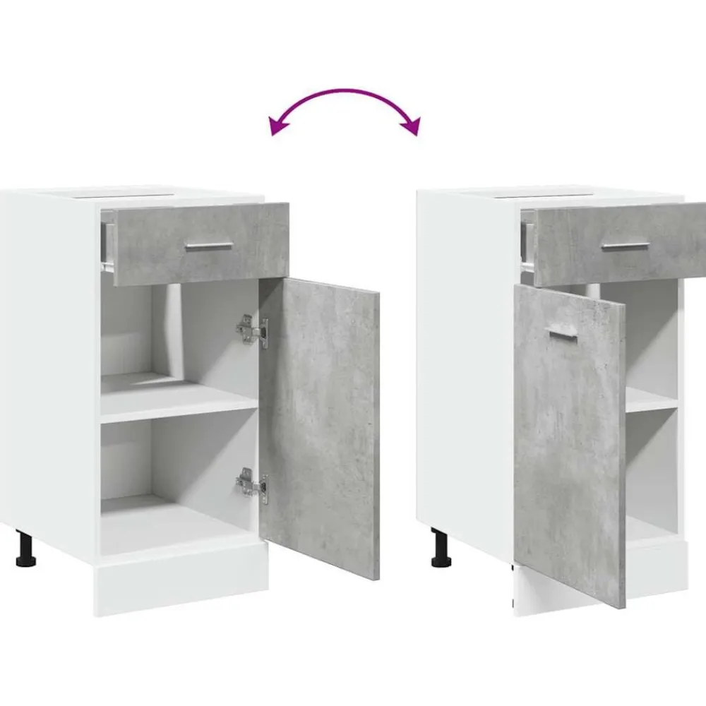 vidaXL Mueble bajo con cajón "Lyon" de, gris hormigón, 40 x 46 x 81,5 cm, madera de ingeniería Gris hormigón Discount
