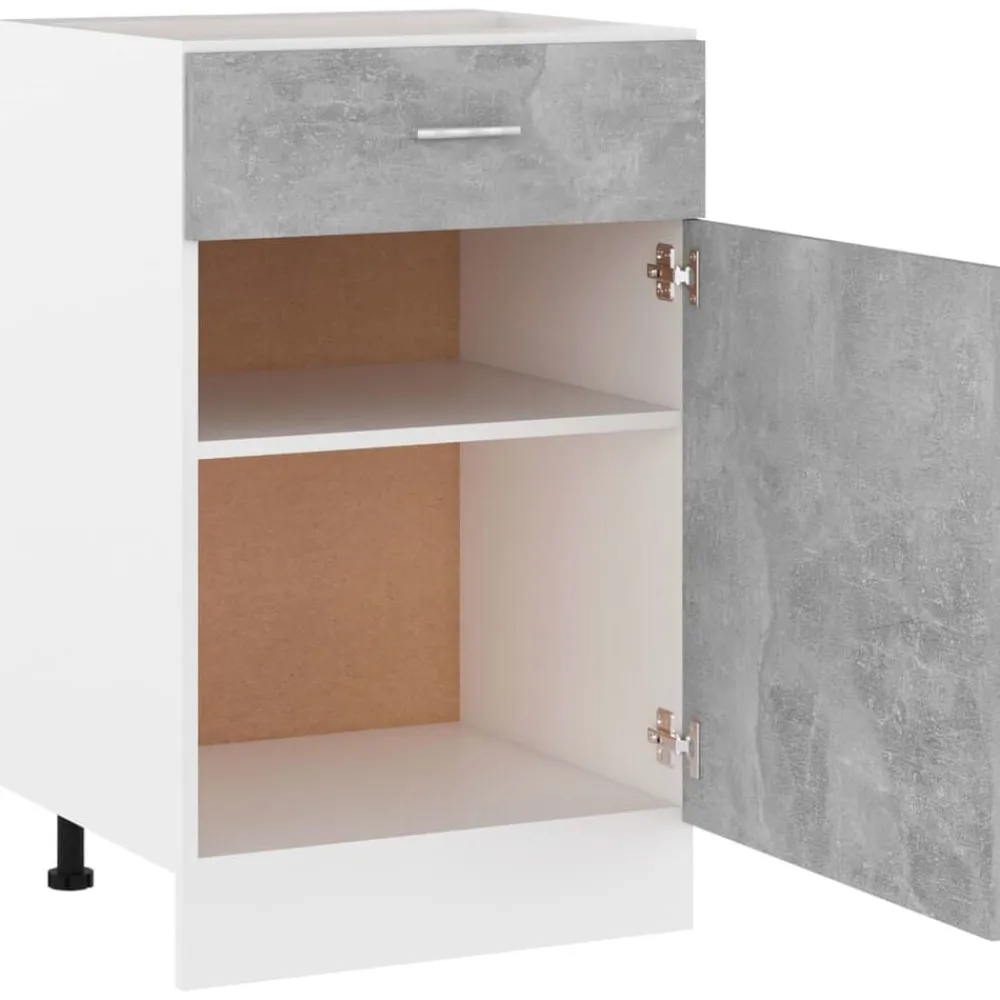 vidaXL Armarios Y Almacenamiento-Mueble bajo con cajón "Lyon" de, gris hormigón, 50x46x81,5 cm, madera de ingeniería