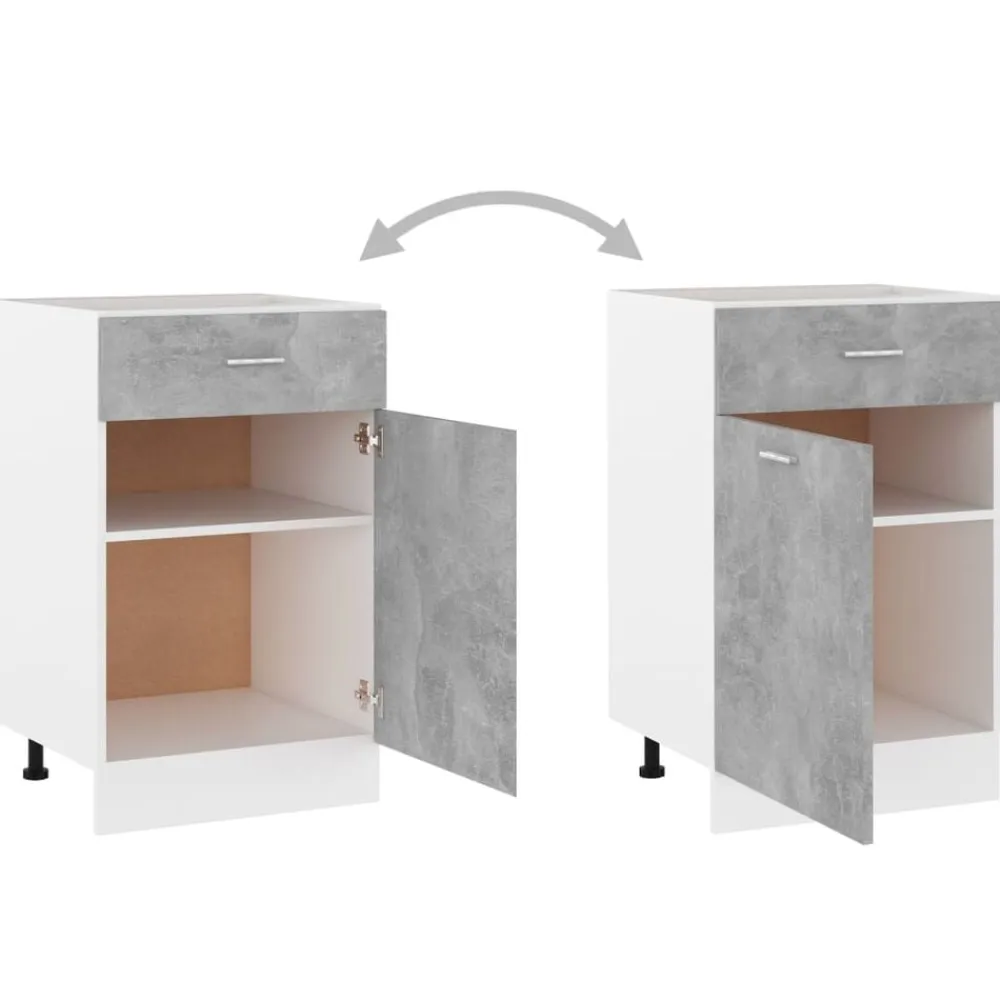 vidaXL Armarios Y Almacenamiento-Mueble bajo con cajón "Lyon" de, gris hormigón, 50x46x81,5 cm, madera de ingeniería