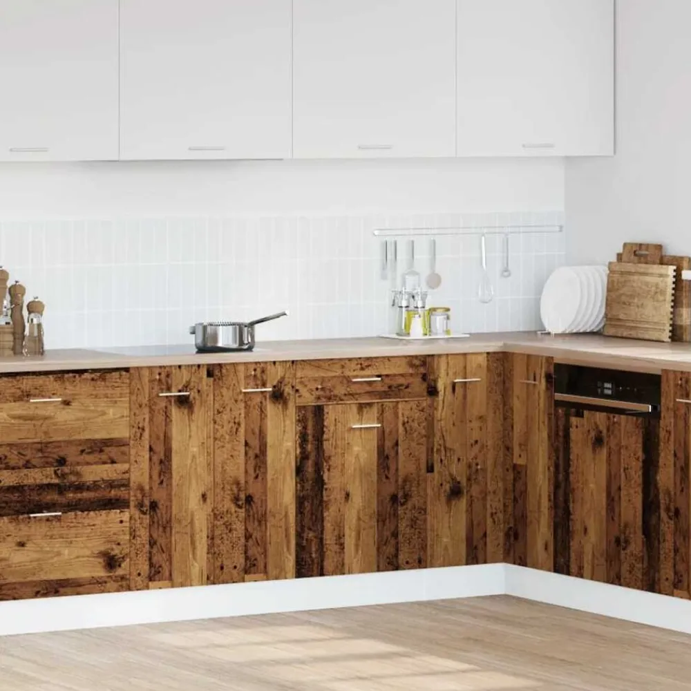 vidaXL Mueble bajo con cajón "Lyon" de, madera vieja, 50x46x81,5 cm, madera de ingeniería Madera antigua Sale