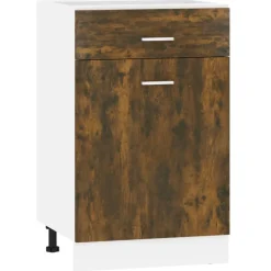 vidaXL Mueble bajo con cajón "Lyon" 50x46x81,5 cm Madera de ingeniería Roble ahumado Sale