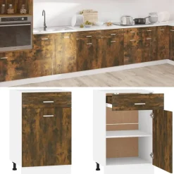vidaXL Mueble bajo con cajón "Lyon" 50x46x81,5 cm Madera de ingeniería Roble ahumado Sale