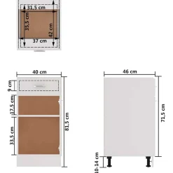 vidaXL Armarios Y Almacenamiento-Mueble bajo con cajón