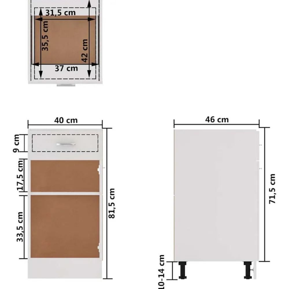 vidaXL Armarios Y Almacenamiento-Mueble bajo con cajón "Lyon" 40x46x81,5 cm madera de ingeniería