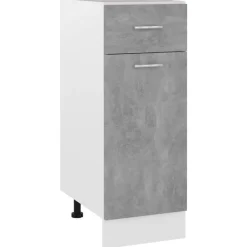 vidaXL Mueble bajo con cajón "Lyon" de, gris hormigón, 30 x 46 x 81,5 cm, madera de ingeniería Gris hormigón Clearance