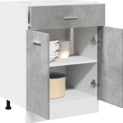 vidaXL Armarios Y Almacenamiento-Mueble bajo con cajón "Lyon" de, gris hormigón, 60 x 46 x 81,5 cm, madera de ingeniería