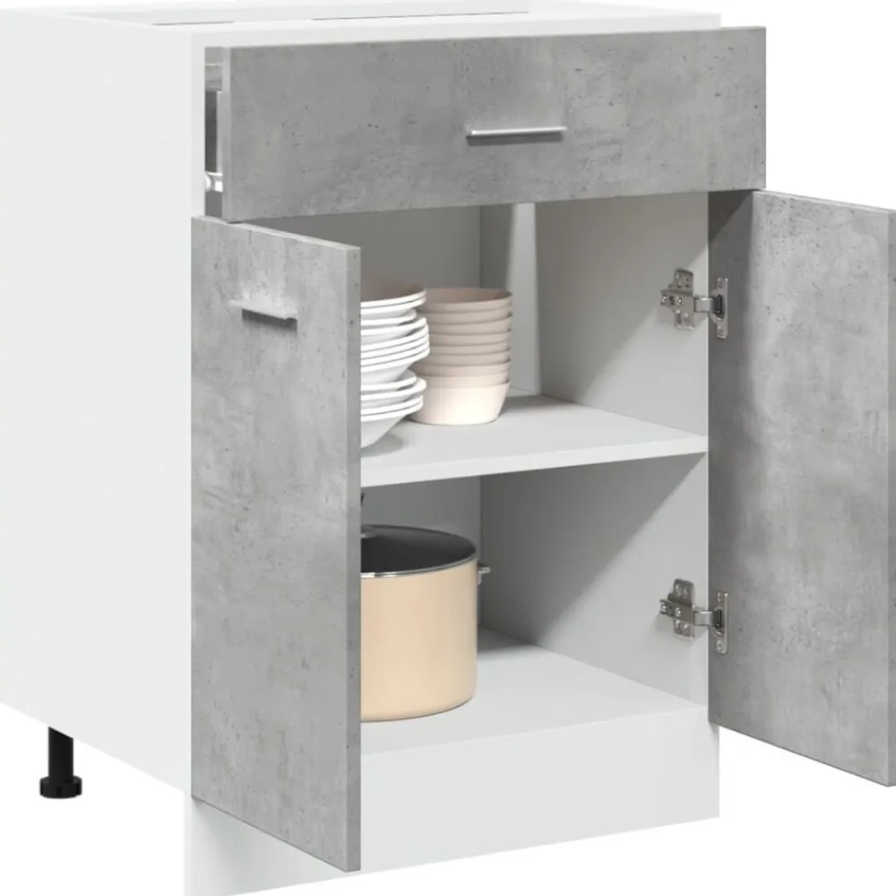 vidaXL Armarios Y Almacenamiento-Mueble bajo con cajón "Lyon" de, gris hormigón, 60 x 46 x 81,5 cm, madera de ingeniería