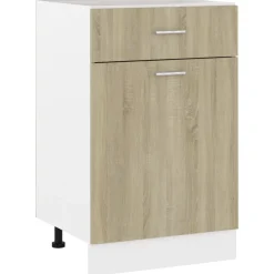 vidaXL Mueble bajo con cajón "Lyon" de , 50 x 46 x 81,5 cm, madera de ingeniería Roble Sonoma Discount