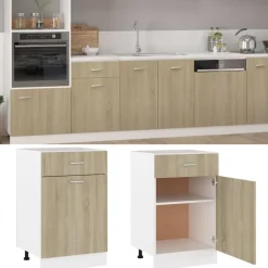 vidaXL Mueble bajo con cajón "Lyon" de , 50 x 46 x 81,5 cm, madera de ingeniería Roble Sonoma Discount
