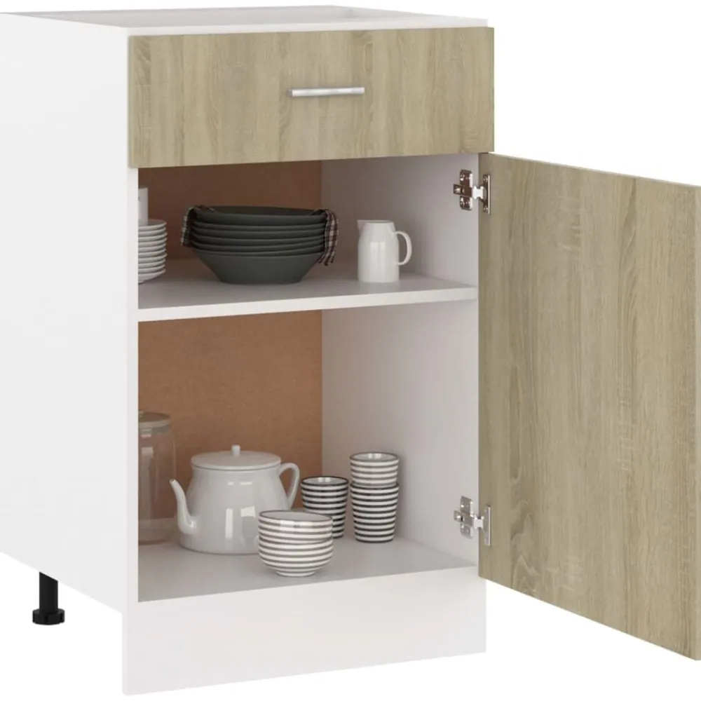 vidaXL Mueble bajo con cajón "Lyon" de , 50 x 46 x 81,5 cm, madera de ingeniería Roble Sonoma Discount