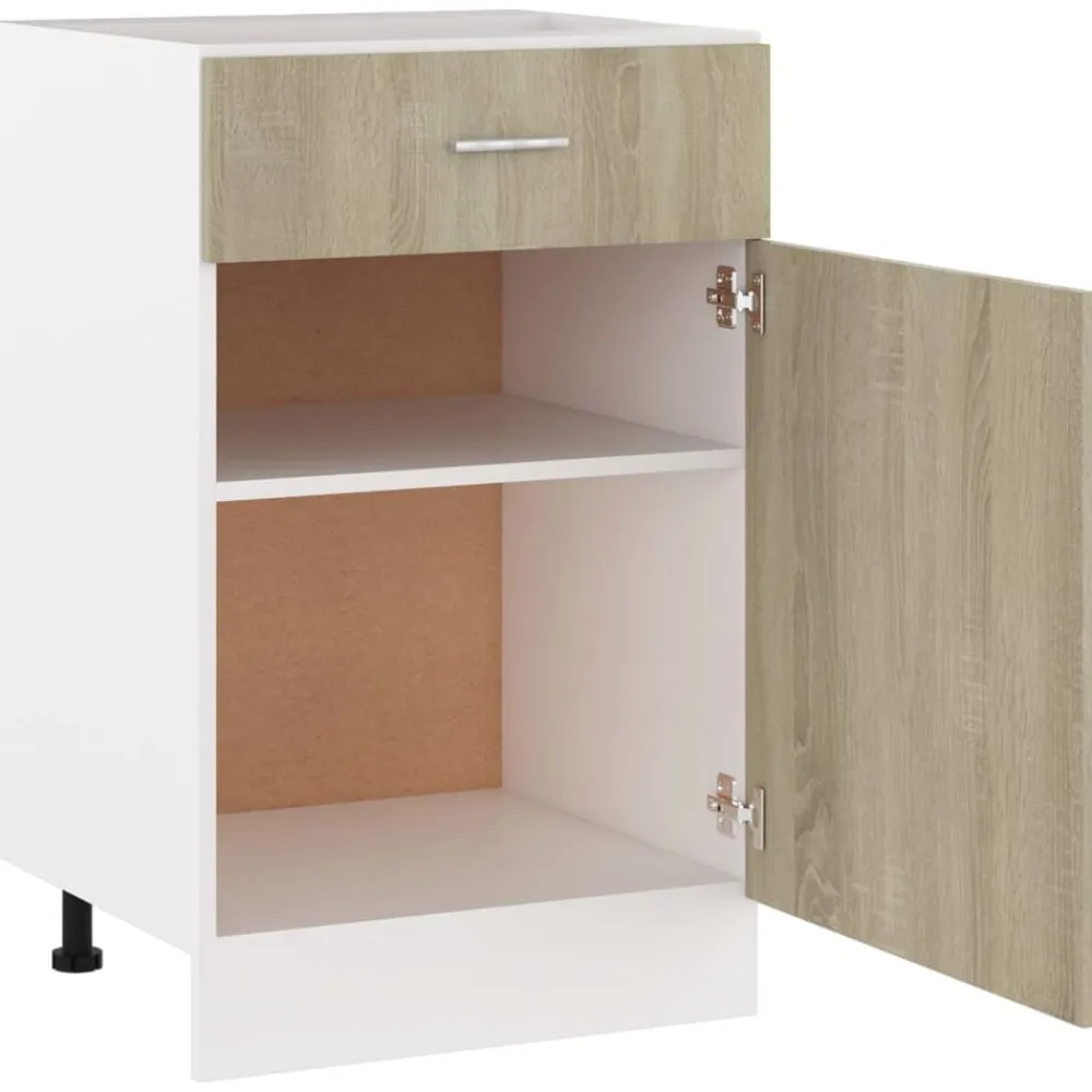 vidaXL Mueble bajo con cajón "Lyon" de , 50 x 46 x 81,5 cm, madera de ingeniería Roble Sonoma Discount
