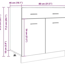 vidaXL Armarios Y Almacenamiento-Mueble bajo con cajón