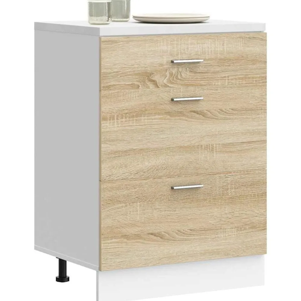 vidaXL Mueble bajo de cocina "Lyon" de de madera de ingeniería Roble Sonoma