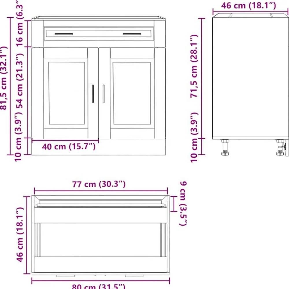 vidaXL Mueble bajo de cocinaPorto madera contrachapada blanca Blanco Sale