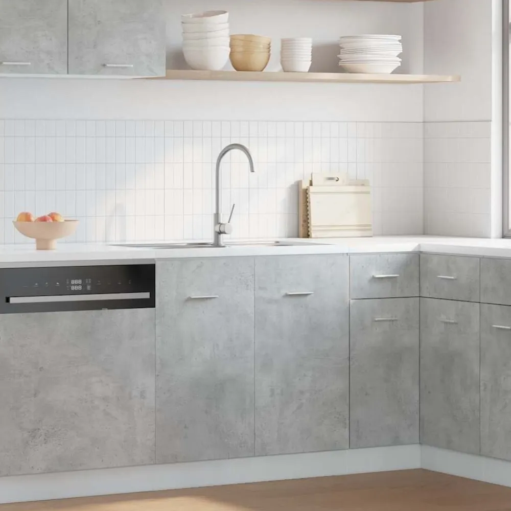 vidaXL Mueble bajo fregadero "Lyon" gris hormigón 80x46x81,5 cm madera de ingeniería Gris hormigón Outlet