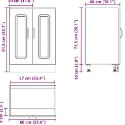 vidaXL Mueble bajo para fregadero Kalmar 60x46x81,5 cm Blanco New