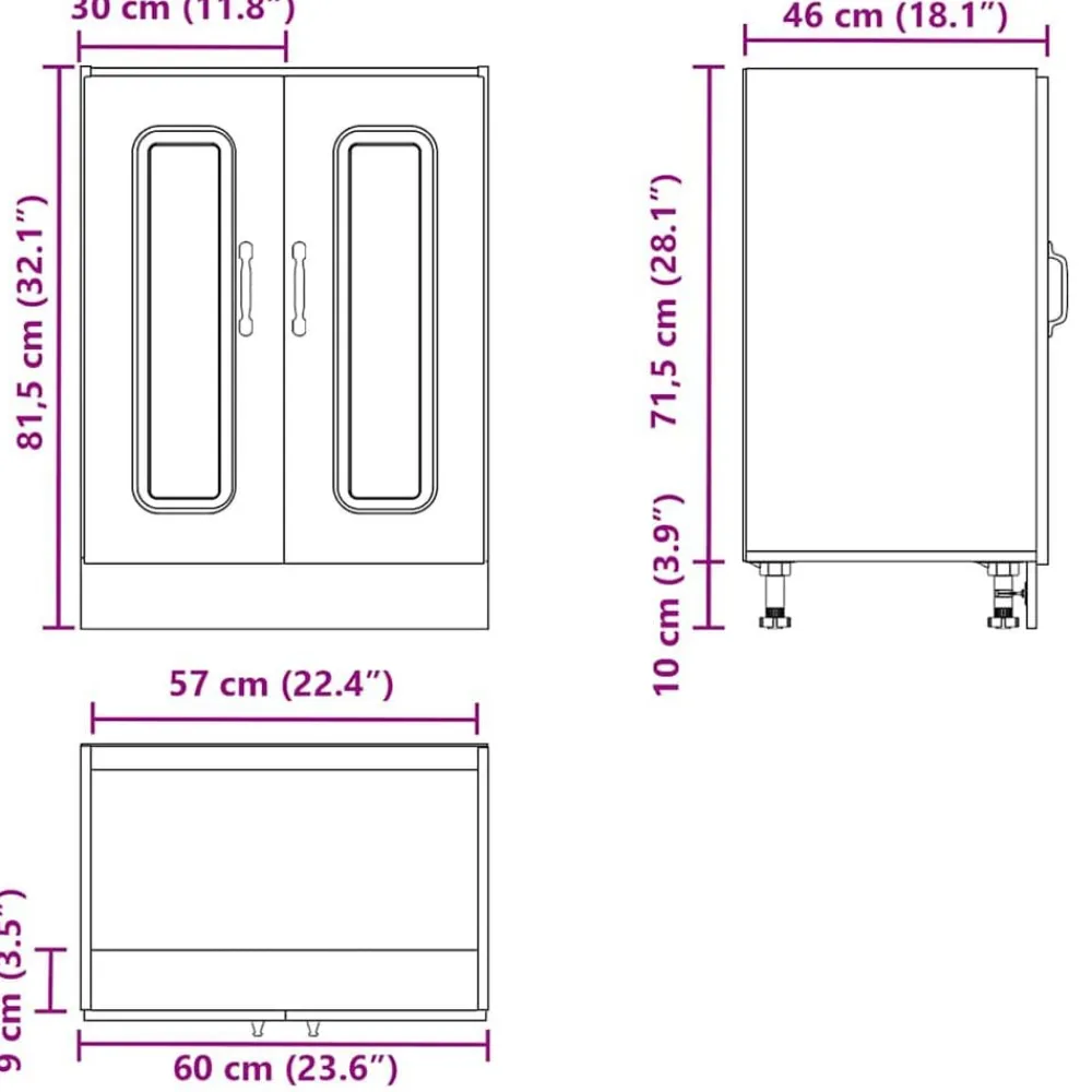 vidaXL Mueble bajo para fregadero Kalmar 60x46x81,5 cm Blanco New