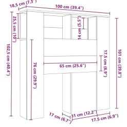 vidaXL Mueble cabecero color roble Sonoma 100x18,5x102,5 cm Clearance