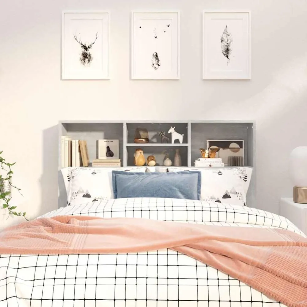 vidaXL Mueble cabecero gris hormigón 120x19x103,5 cm Gris hormigón Hot