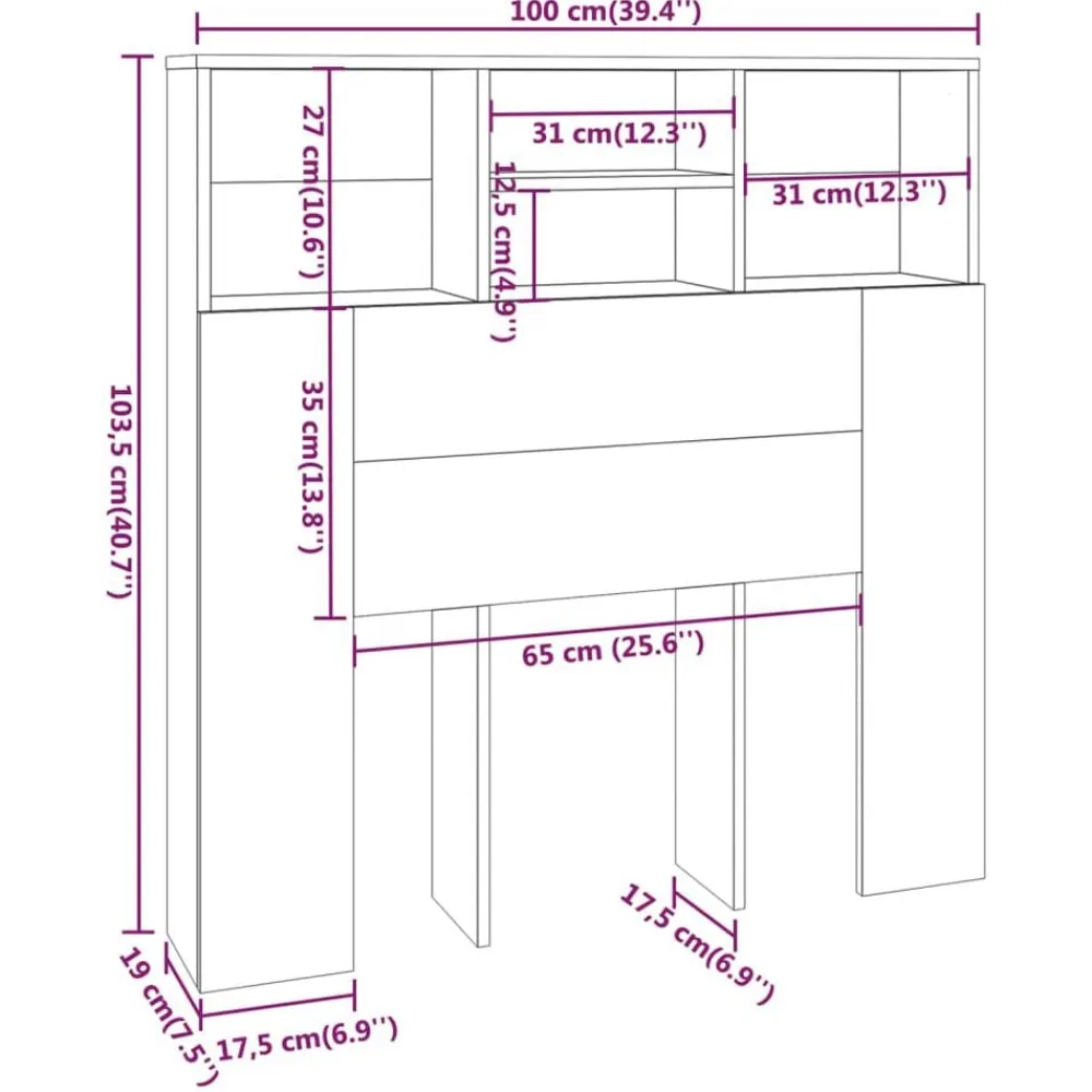 vidaXL Mueble cabecero 100x19x103,5 cm Roble Sonoma Outlet