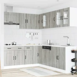 vidaXL Armarios Y Almacenamiento-Mueble cocina Kalmar sonoma gris 11 pzas madera contrachapada