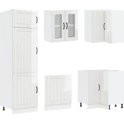 vidaXL Mueble cocina Lucca blanco brillo 14 pzas madera contrachapada Blanco brillante Discount