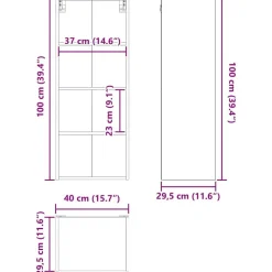 vidaXL Armarios Y Almacenamiento-Mueble colgante 40 x 29,5 x 100 cm Madera de ingeniería