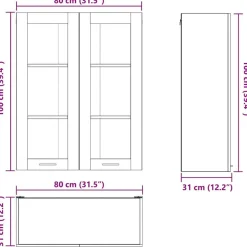 vidaXL Mueble colgante con puerta Roble Sonoma 80 x 31 x 100 cm Madera reciclada Outlet