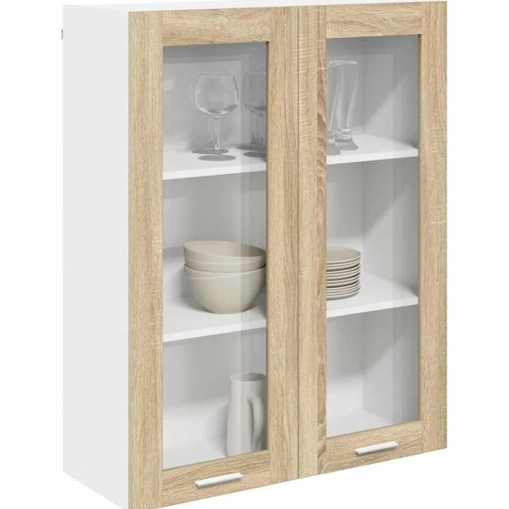 vidaXL Mueble colgante con puerta Roble Sonoma 80 x 31 x 100 cm Madera reciclada Outlet