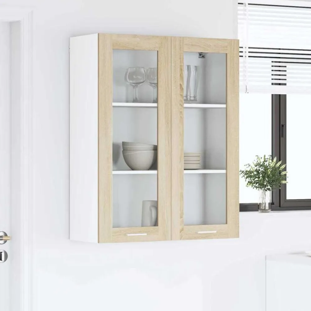 vidaXL Mueble colgante con puerta Roble Sonoma 80 x 31 x 100 cm Madera reciclada Outlet
