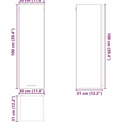 vidaXL Armarios Y Almacenamiento-Mueble colgante con puerta 30 x 31 x 100 cm